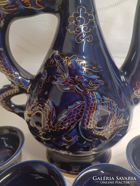 Cobalt blue-gold dragon drink set