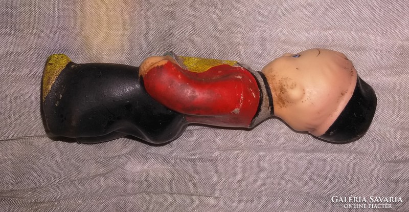 Retro whistle rubber toy boy with ship 15 cm old
