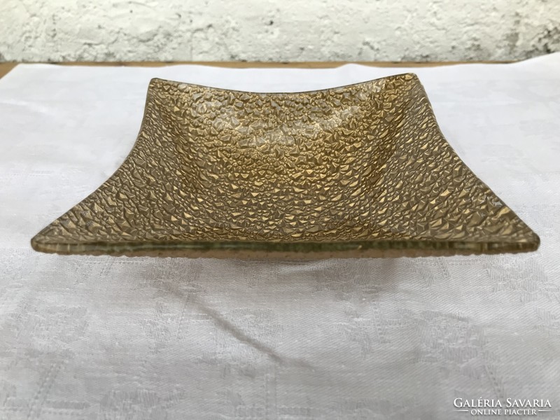 Szuper Dekorativ Asztaldisz-Aranyszinü Üvegtányér
