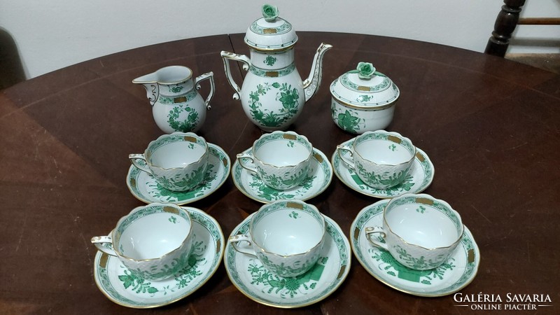 Herend 6-person coffee set with an Indian basket pattern