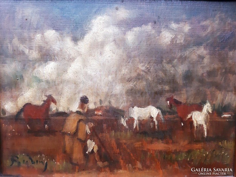 Gyula Rudnay (1878-1957) horses in a landscape