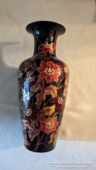 Zsolnay többtűzű eozin váza kézi festésű