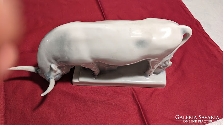 Zsolnay bull is a rare large-sized porcelain figurine