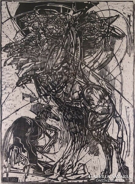 1I018 róbert könig: prancing horse 2008 102 x 72 cm
