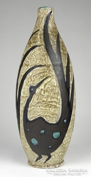 1P257 old Gorka Lívia ceramic vase with three birds 26.5 Cm
