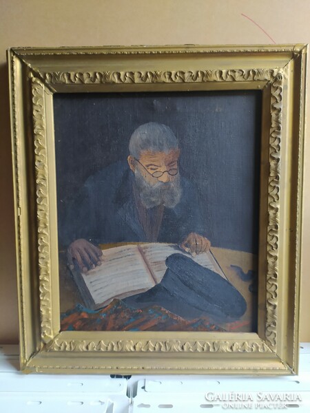 Antique signed oil on canvas painting, in original frame 43 x 37 cm