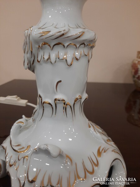 Nagy ritka Herendi barokk aranyozott porcelán lámpa