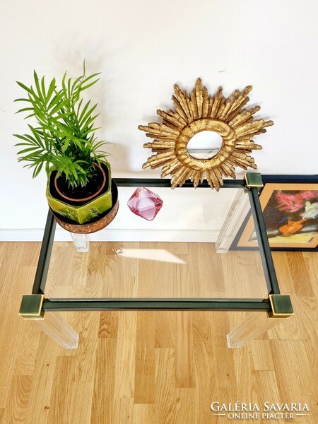 Vintage green side table with plexiglass legs