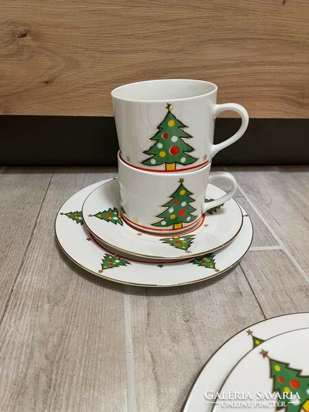 Gyönyörű 17 részes karácsonyi szett teáscsésze csészealj süteményes tányér