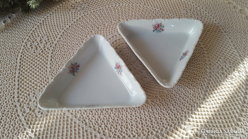 Old, small triangular haas & czjzek porcelain serving bowl 2 pcs.