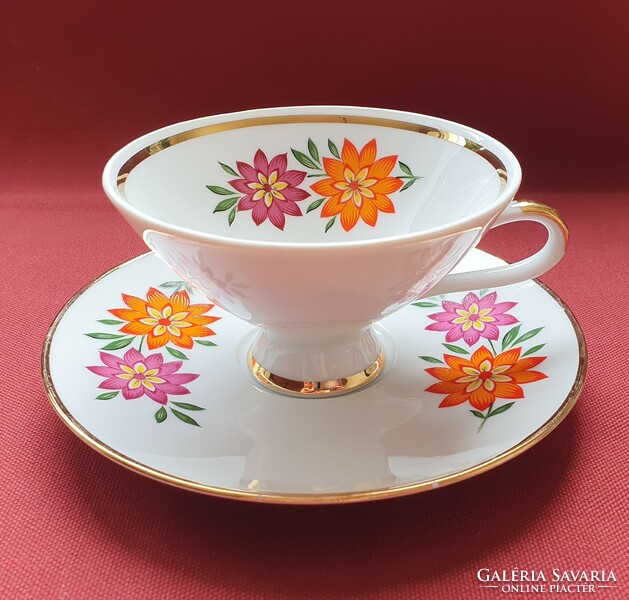 Winterling Marktleuthen Bavaria német porcelán kávés teás szett csésze csészealj virág mintával
