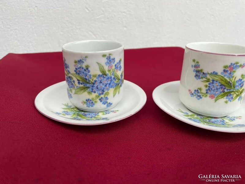 Mocha forget-me-not Zsolnay coffee mugs and saucers