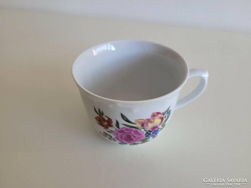 Régi Kahla GDR porcelán bögre virágmintás teás csésze