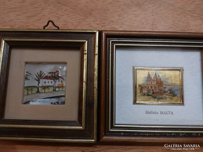 (K) miniature picture or lithograph painted on gold and silver foil