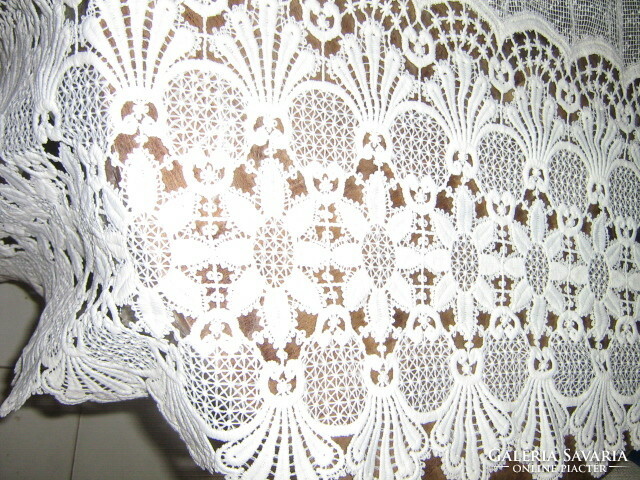 Beautiful vintage white wide lace curtain 360 cm high