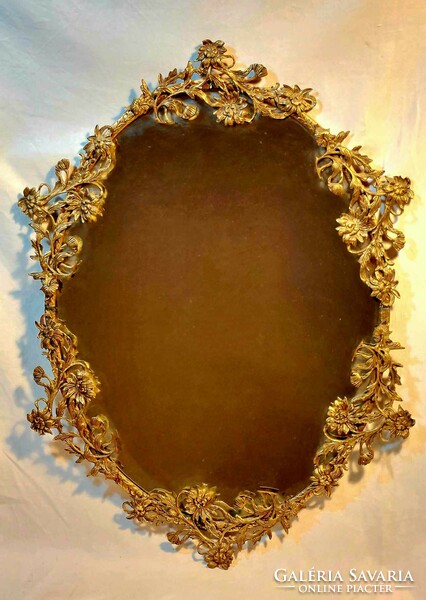 Special mirror, handmade, with copper frame with floral pattern, 63 x 46 cm