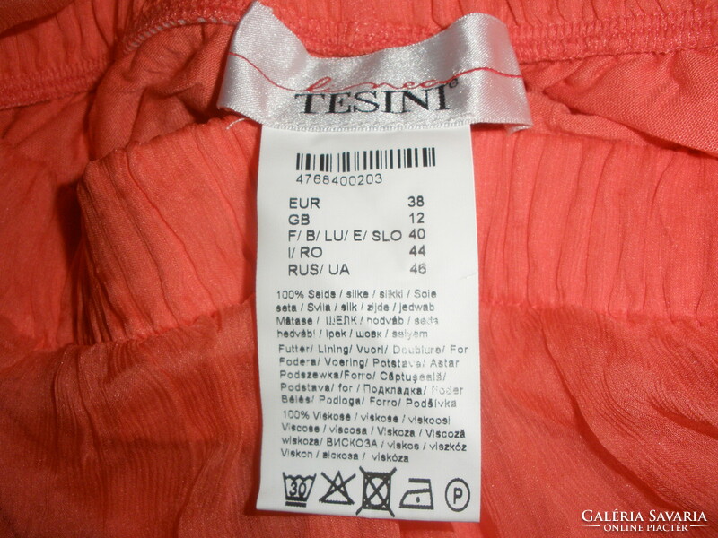 100% Silk skirt, coral color, elastic waist