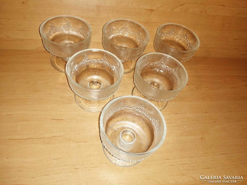 Retro talpas üveg desszertes pohár kehely készlet - 6 db (36/d)