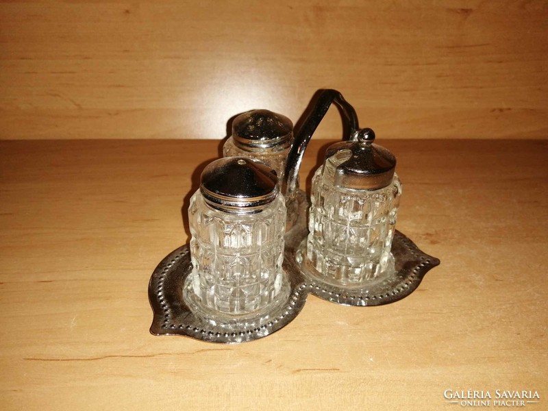 Tabletop glass salt shaker pepper shaker pepper holder on metal holder (36/d)