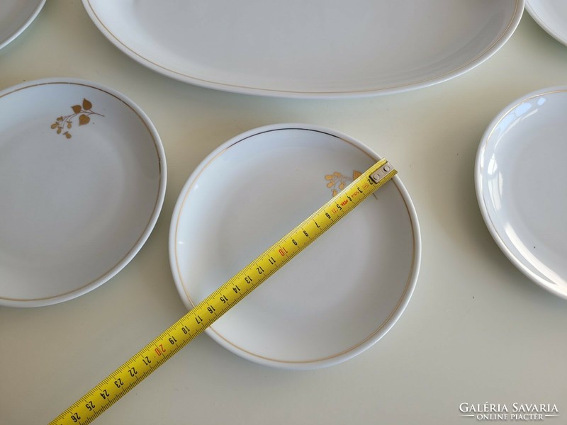 Régi Alföldi porcelán aranyvirág mintás süteményes kínáló 6 db
