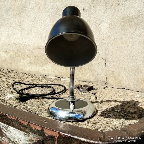 Bauhaus - art deco gooseneck table lamp renovated (black - chrome)