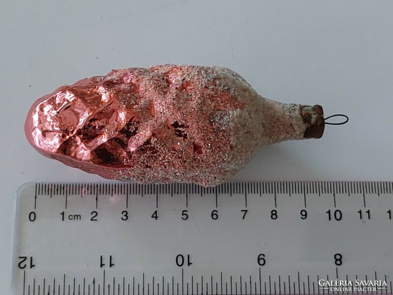Old glass Christmas tree decoration snowy pink cone glass decoration