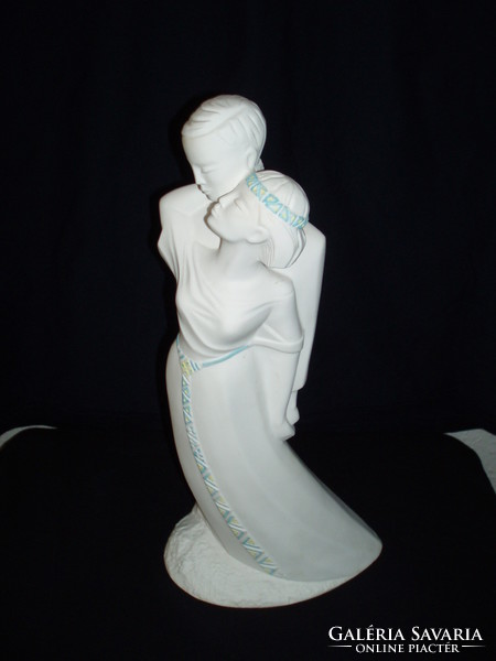 RITKÁBB! Világhy Árpád: Szerelmespár, m: 32,5 cm-Szép állapotban-Festett fej pánt-övvel!!
