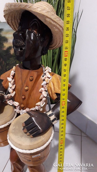 Retro 60cm.-es kézzel faragott fa szobor néger figura Cuba