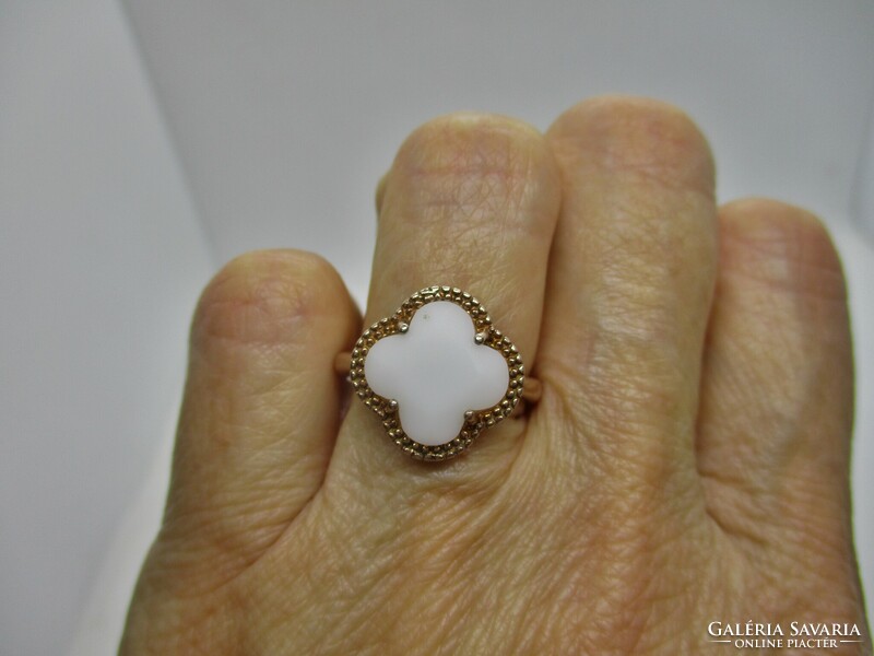Beautiful large silver ring with white stone adjustable