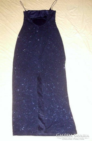 Kék csillogó maxi ruha hátul keresztpántos Jodi Kristopher h: 142 cm mb: 83-98 cm db: 64-86