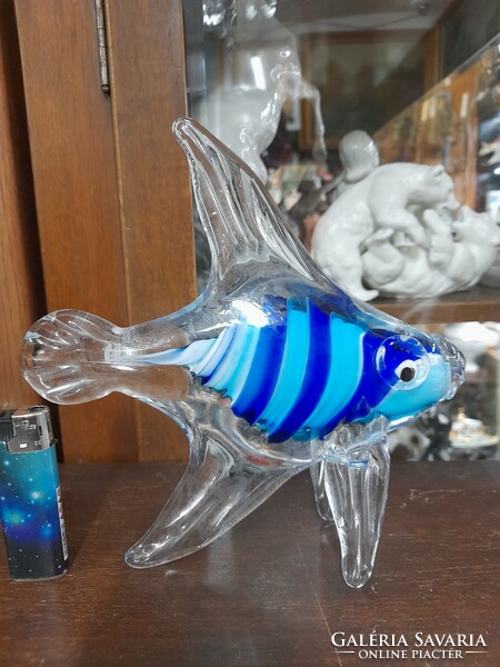 Murano solid glass fish figure. 19.5 Cm.