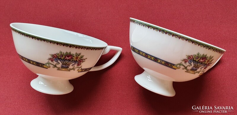 2db Königliche privilegierte Porzellanfabrik Tettau német porcelán teás kávés csésze virág mintával