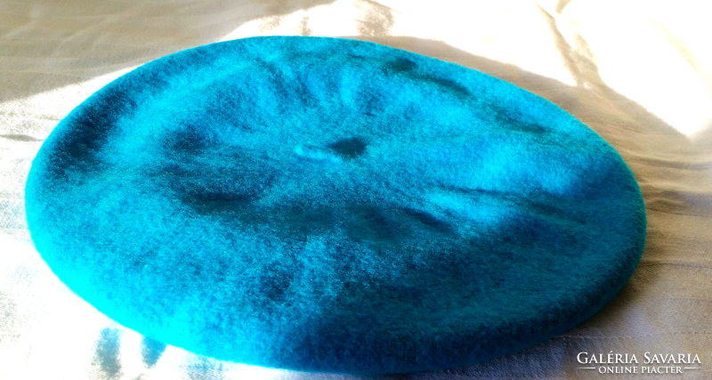 Soft turquoise blue soft 100% English wool women's cap, Swiss cap