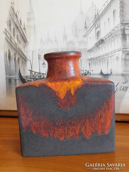 Scheurich retro square ceramic vase - mid century 20 cm