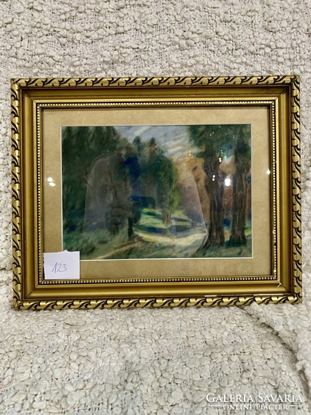A picture depicting a fragment of a forest made with pastel chalk