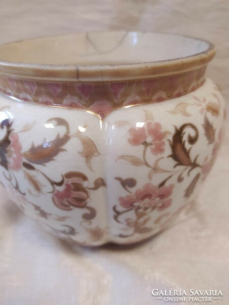Antique Zsolnay hand-painted bowl with family mark