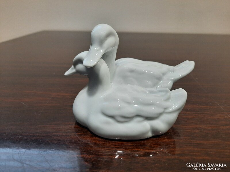 White Herend porcelain pair of duck figures
