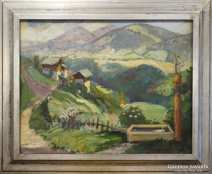 Unknown Austrian painter - Alpine landscape (1938)
