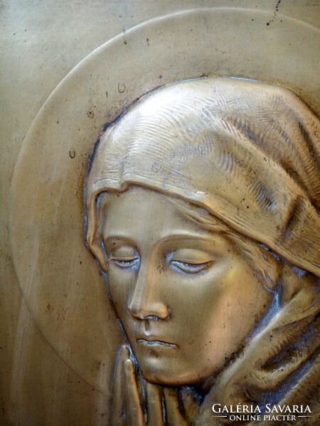 Hugo Keviczky (1879-1944) - praying Mary - metal relief - 1931.