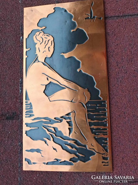 Szovjet falikép - Nő a vízparton