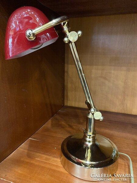 Adjustable copper banker's lamp, 44cm