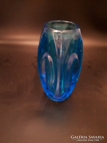 Kék sklo union váza 15 cm