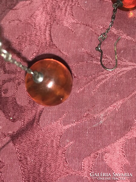 Amber sphere with silver rigging chain hanger