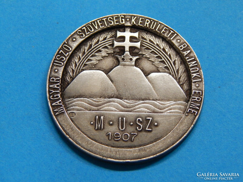 1907 év, a Magyar Úszó Szövetség fémjelzett ezüst érme