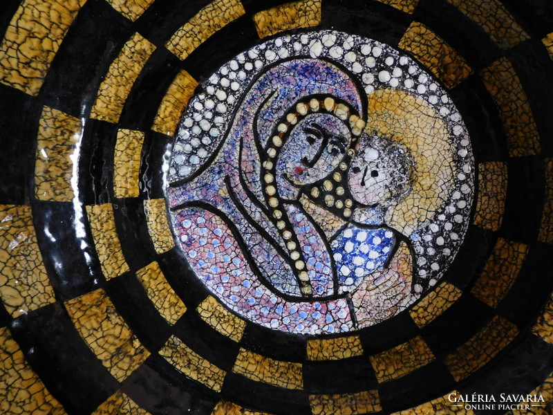Borsódy Ágnes - hatalmas kerámia tál - Mária a kisdeddel