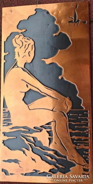 Szovjet falikép - Nő a vízparton