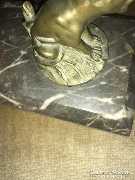 Bronze dog leaf weight with pedestal