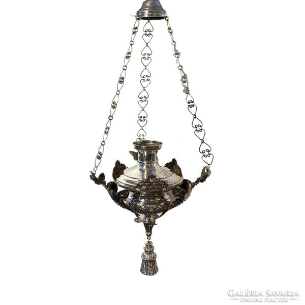 Silver church hanging oil lamp - ez358