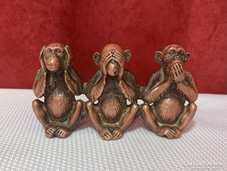 The three wise monkeys copper statue (can't hear, can't see, can't speak)