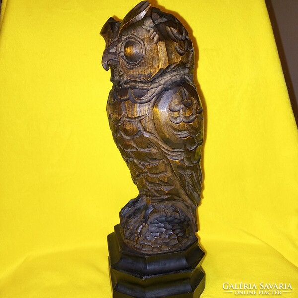 "Bagoly " HL, fából faragott figura, szobor, fafaragás.